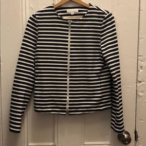 Zip-up Navy and white striped blazer jacket